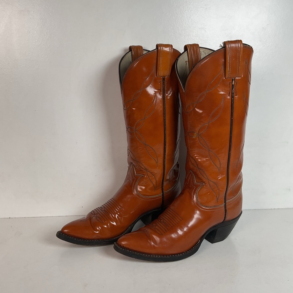 Vintage Tony Lama Patent Leather Cowgirl Boots Men’s 6 | Women’s 7 Gold Label